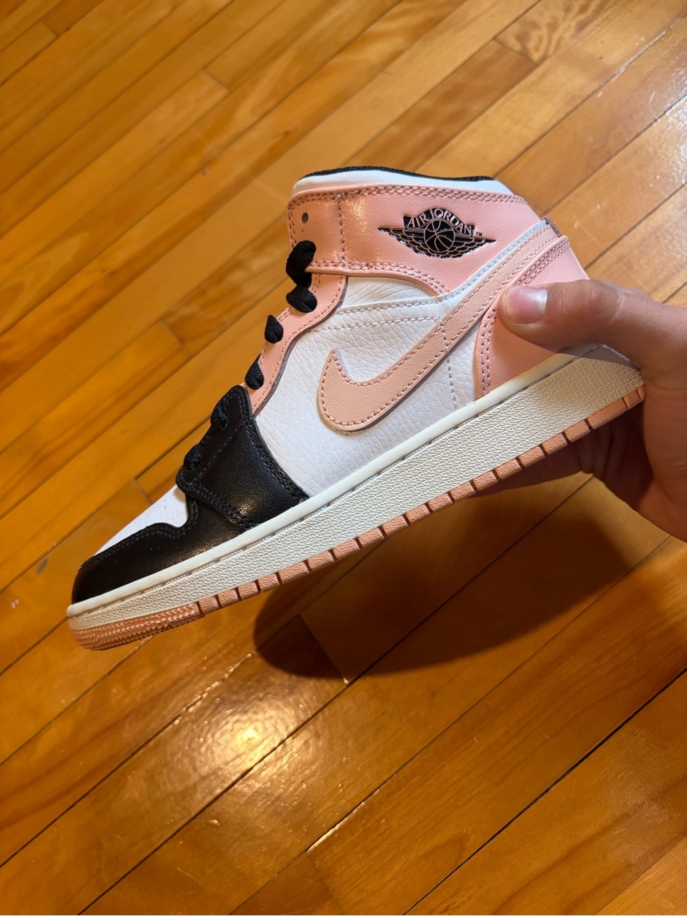 Jordan Pink White Black High-Top Sneaker Detail